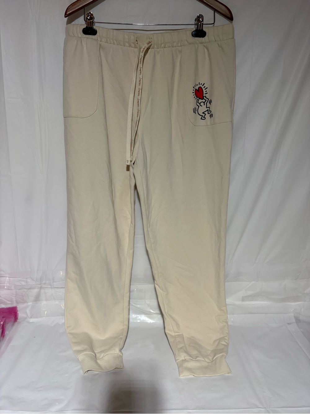 Keith Haring Cream Graphic Heart Sweat Joggers